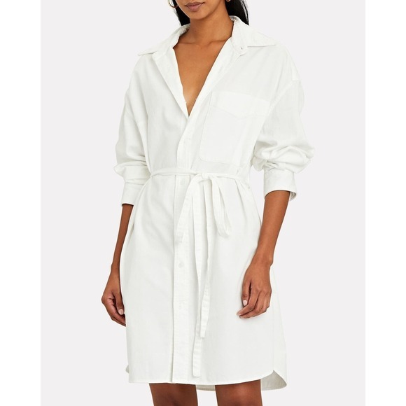 NWOT R13 Oversized Oxford Button Up Belted Shirtdress White Size Large - Picture 2 of 10